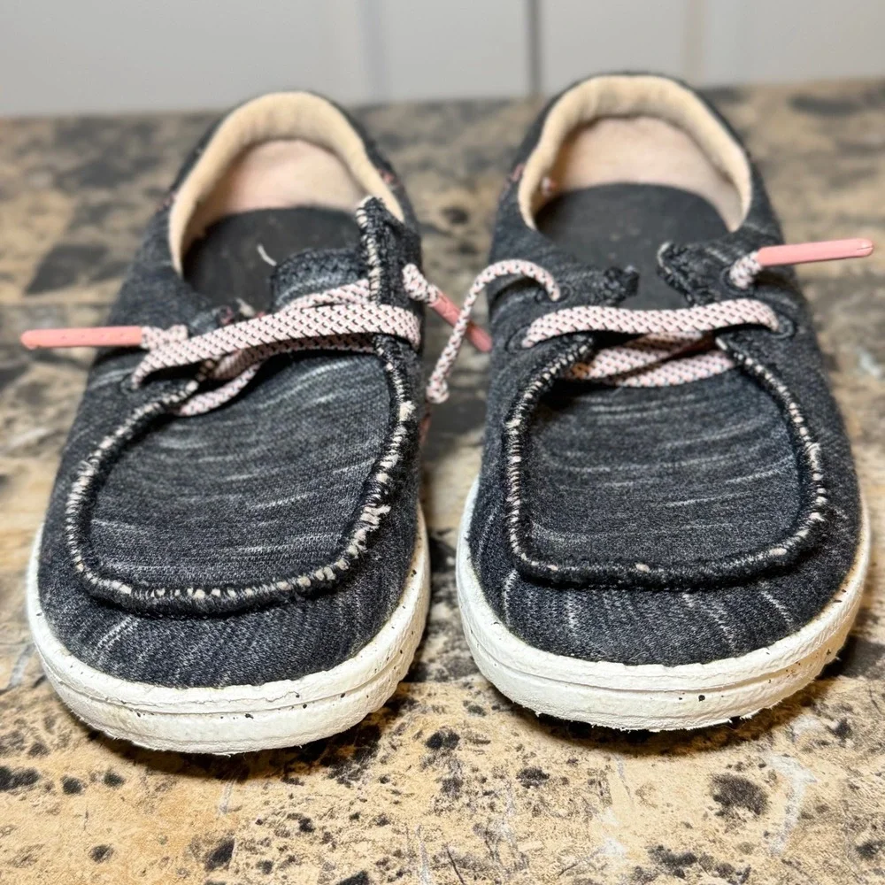 Hey Dude Wendy Toddler Jersey Black White Pink Slip On Shoes Size K8